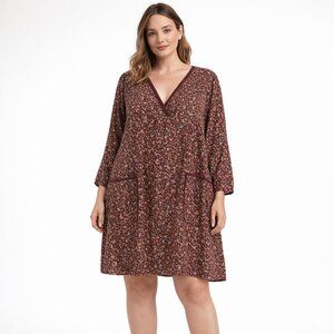 Lucky Brand 3/4 Sleeve V-Neck Mini Dress Size XXL NWT lace detail Floral